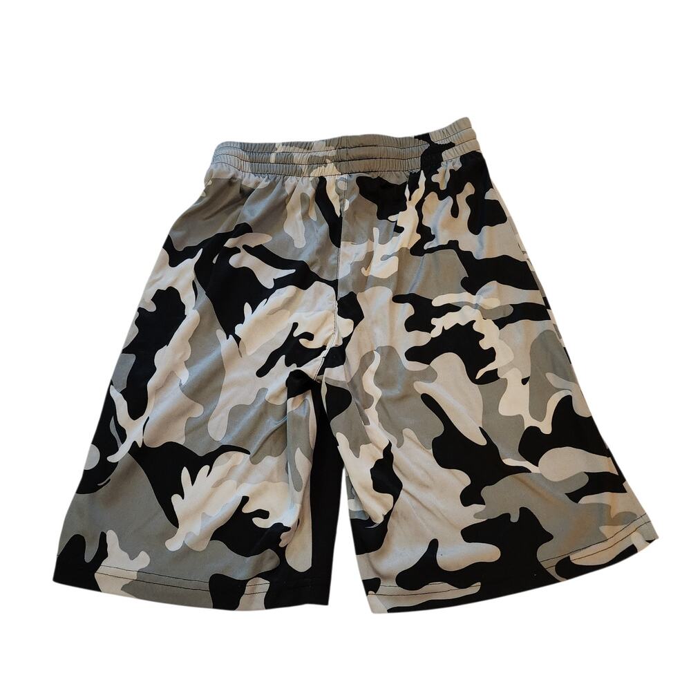 NBA Boys Basketball Shorts Size M 10/12 Black Gray Camo Athletic Drawstring - Picture 8 of 11